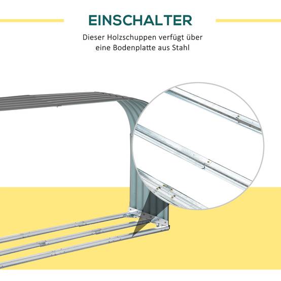 Abri Bûches Acier Extérieur Range Bois Chauffage Grande Capacité Gris 212cm - ComfortXL Outdoor Living - Image 5