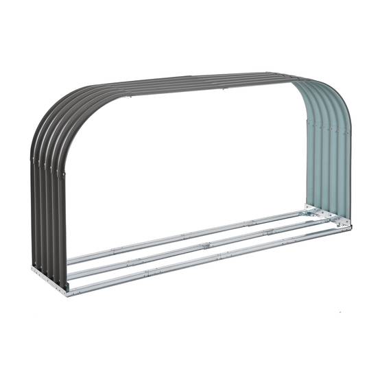 Abri Bûches Acier Extérieur Range Bois Chauffage Grande Capacité Gris 212cm - ComfortXL Outdoor Living - Image 2