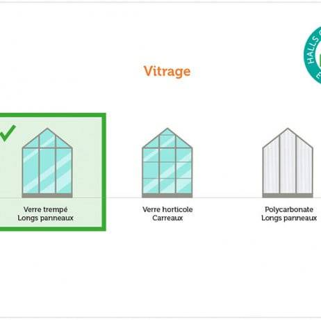 Halls - Serre de jardin Universal en verre trempé avec base de 9.9m², Couleur Aluminium - Imagen 6