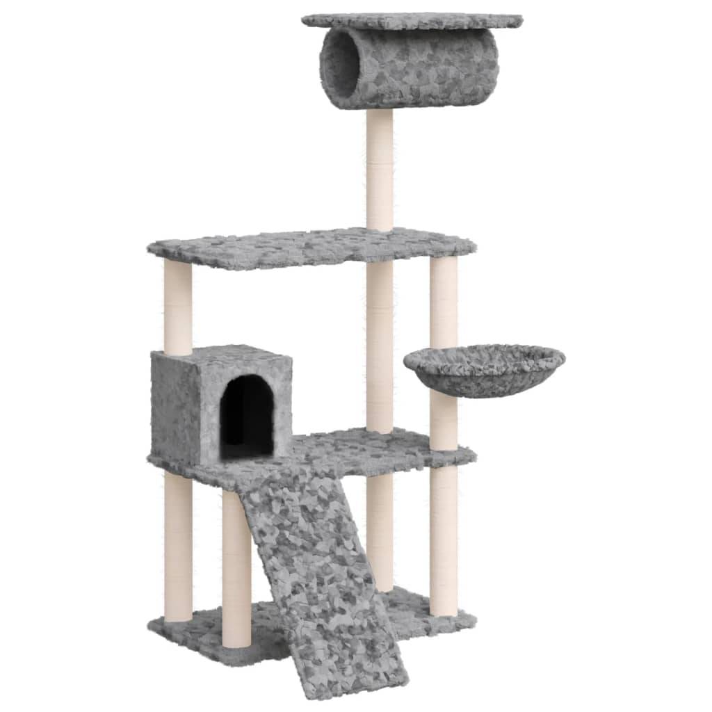 Arbre à chat, Tour à chat avec griffoirs en sisal Gris clair 131 cm MP58