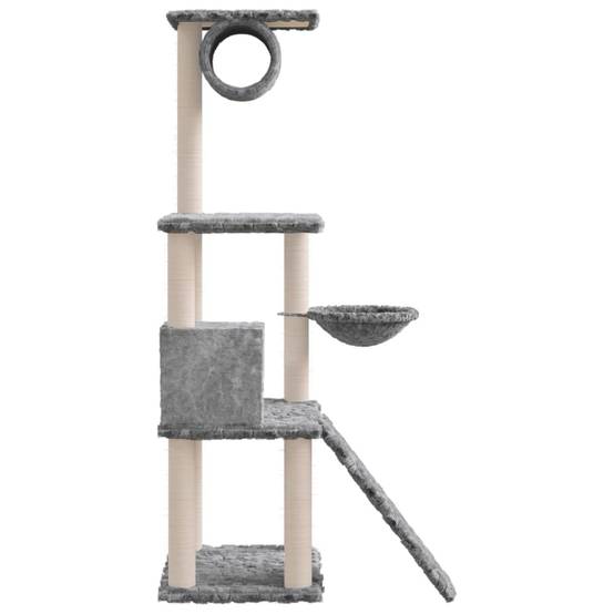 Arbre à chat, Tour à chat avec griffoirs en sisal Gris clair 131 cm MP58 - Image 4