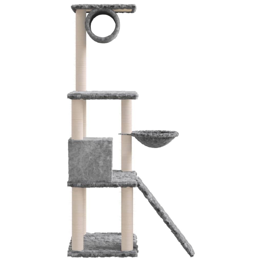 Arbre à chat, Tour à chat avec griffoirs en sisal Gris clair 131 cm MP58 - Image 4