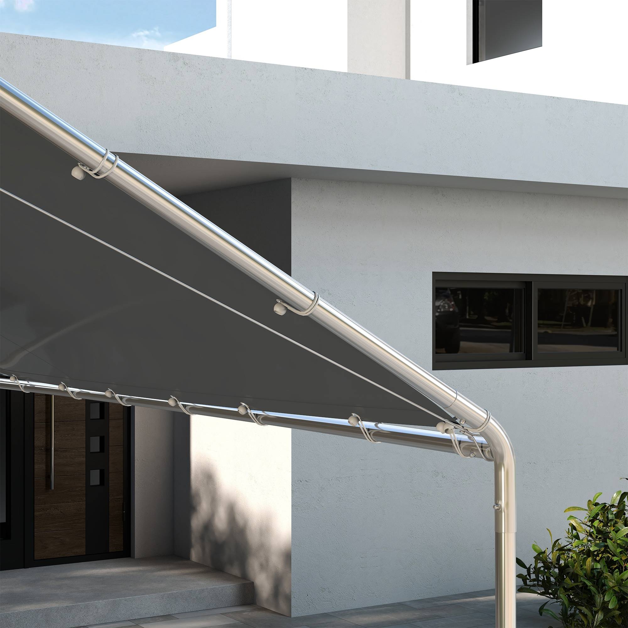 Outsunny - Toile de rechange carport auvent voiture dim. 6L x 3l m tendeurs élastiques inclus PE haute densité gris - Outsunny - Imagen 8