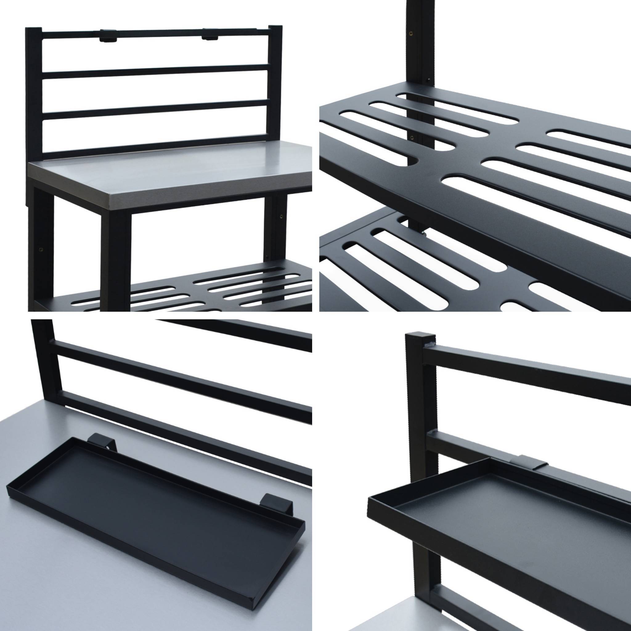 sweeek - Cuisine extérieure en acier L80cm avec 2 étagères de rangement | sweeek - Image 6