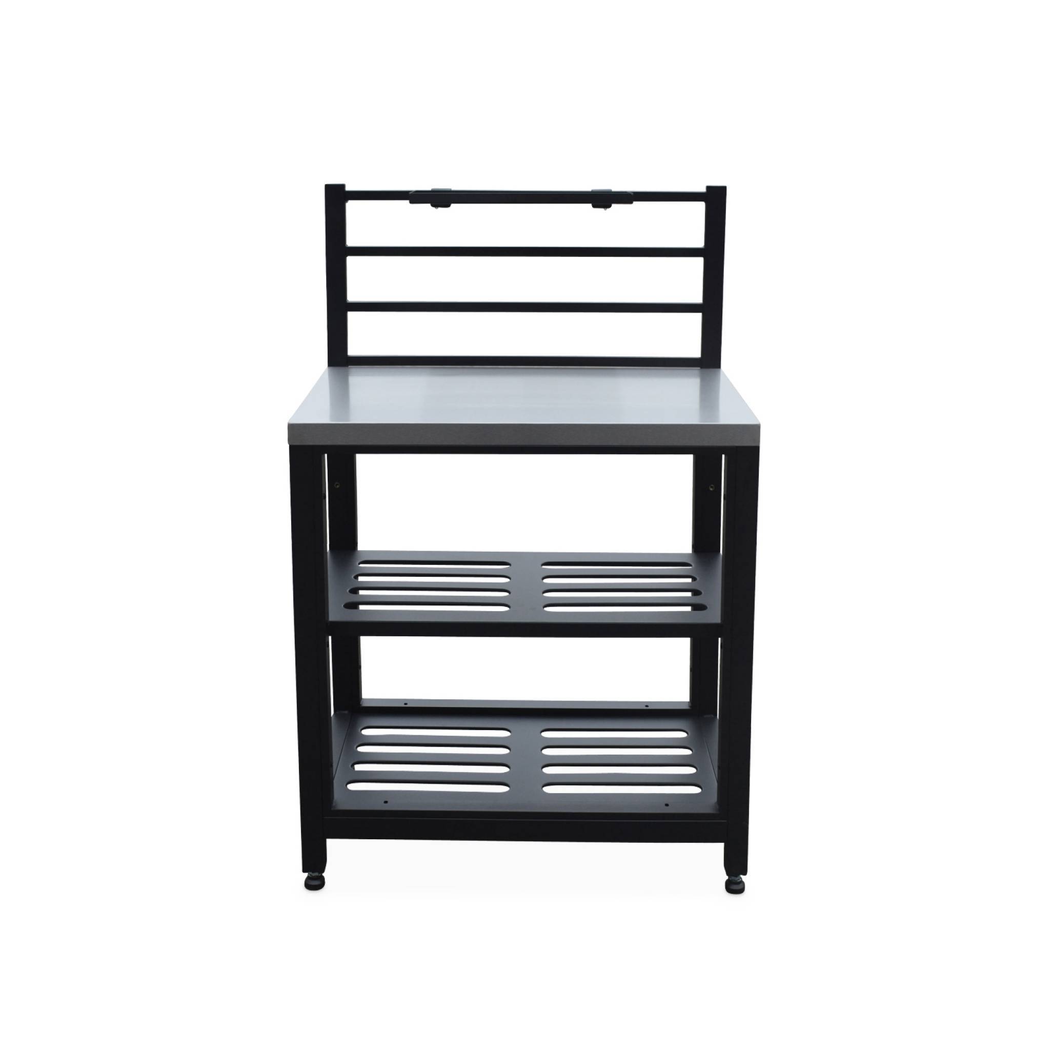 sweeek - Cuisine extérieure en acier L80cm avec 2 étagères de rangement | sweeek - Image 5