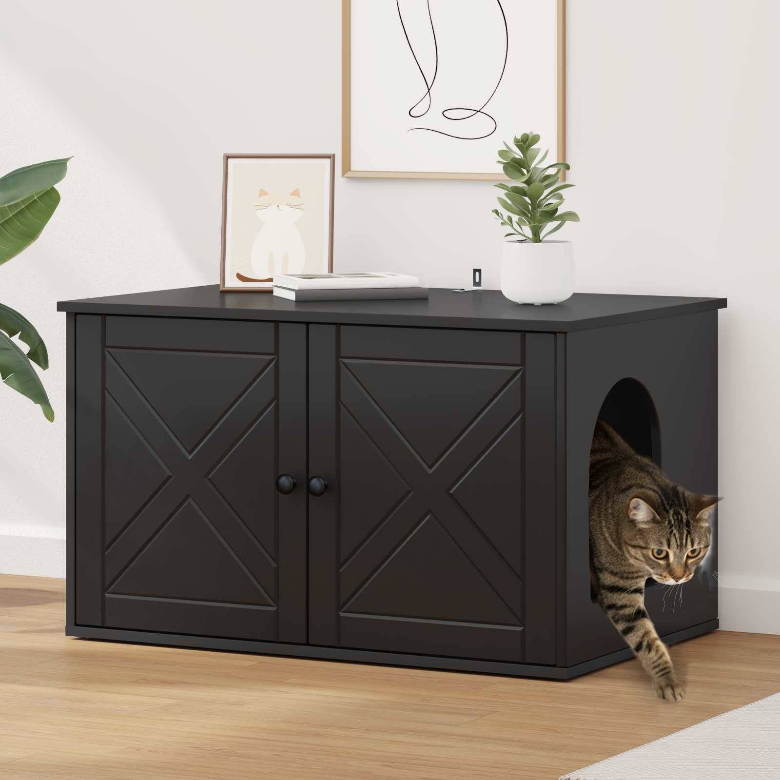 Vidaxl - Maison pour chat Noir 85 x 55 x 50,5 cm Bois d'ingénierie vidaXL 8000726