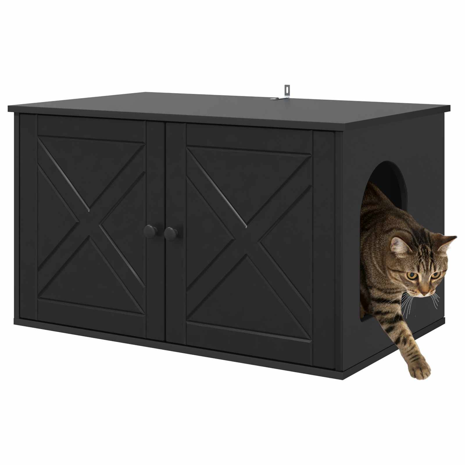 Vidaxl - Maison pour chat Noir 85 x 55 x 50,5 cm Bois d'ingénierie vidaXL 8000726 - Image 4