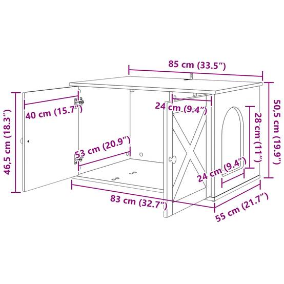 Vidaxl - Maison pour chat Noir 85 x 55 x 50,5 cm Bois d'ingénierie vidaXL 8000726 - Image 3