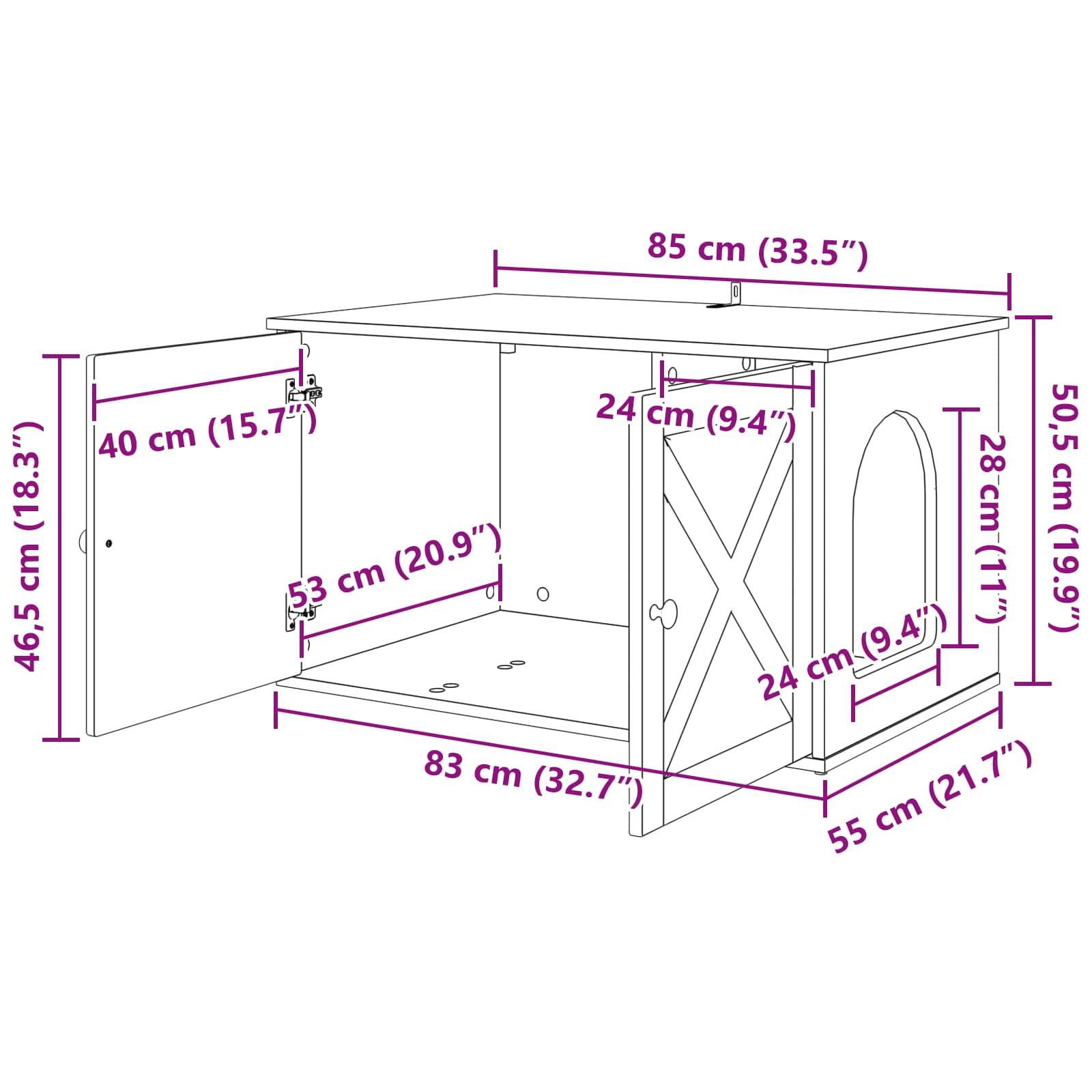 Vidaxl - Maison pour chat Noir 85 x 55 x 50,5 cm Bois d'ingénierie vidaXL 8000726 - Image 3