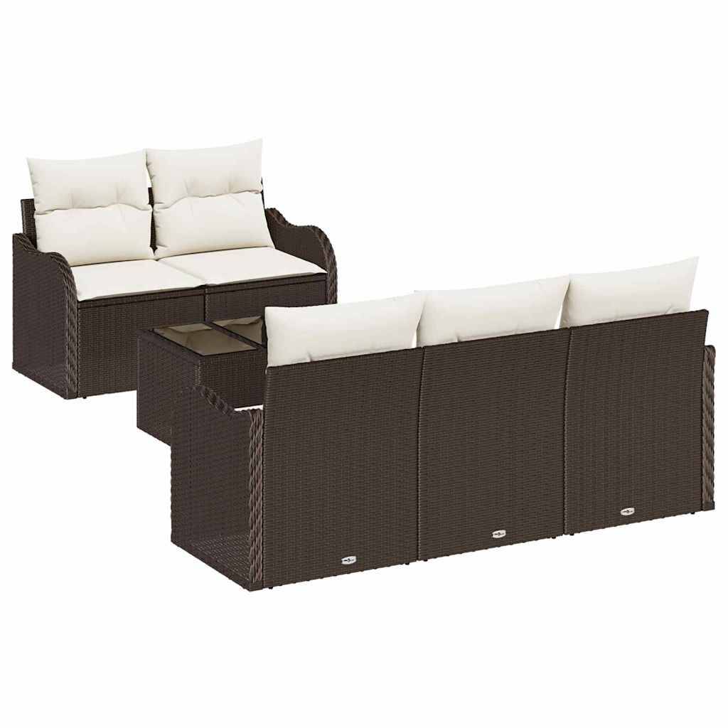 Salon de jardin 5 places en poly rotin design modulaire avec table basse et coussins déhoussables Marron – ComfortXL Outdoor Living - Image 2