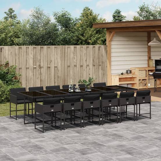 Ensemble Table et Chaises 12 Personnes pour Jardin, Modèle Encastrable 330cm en Résine Tressée Noire – ComfortXL Outdoor Living - Image 2