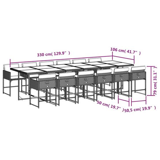Ensemble Table et Chaises 12 Personnes pour Jardin, Modèle Encastrable 330cm en Résine Tressée Noire – ComfortXL Outdoor Living - Image 6