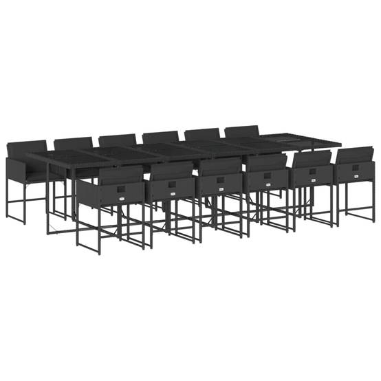 Ensemble Table et Chaises 12 Personnes pour Jardin, Modèle Encastrable 330cm en Résine Tressée Noire – ComfortXL Outdoor Living - Image 1