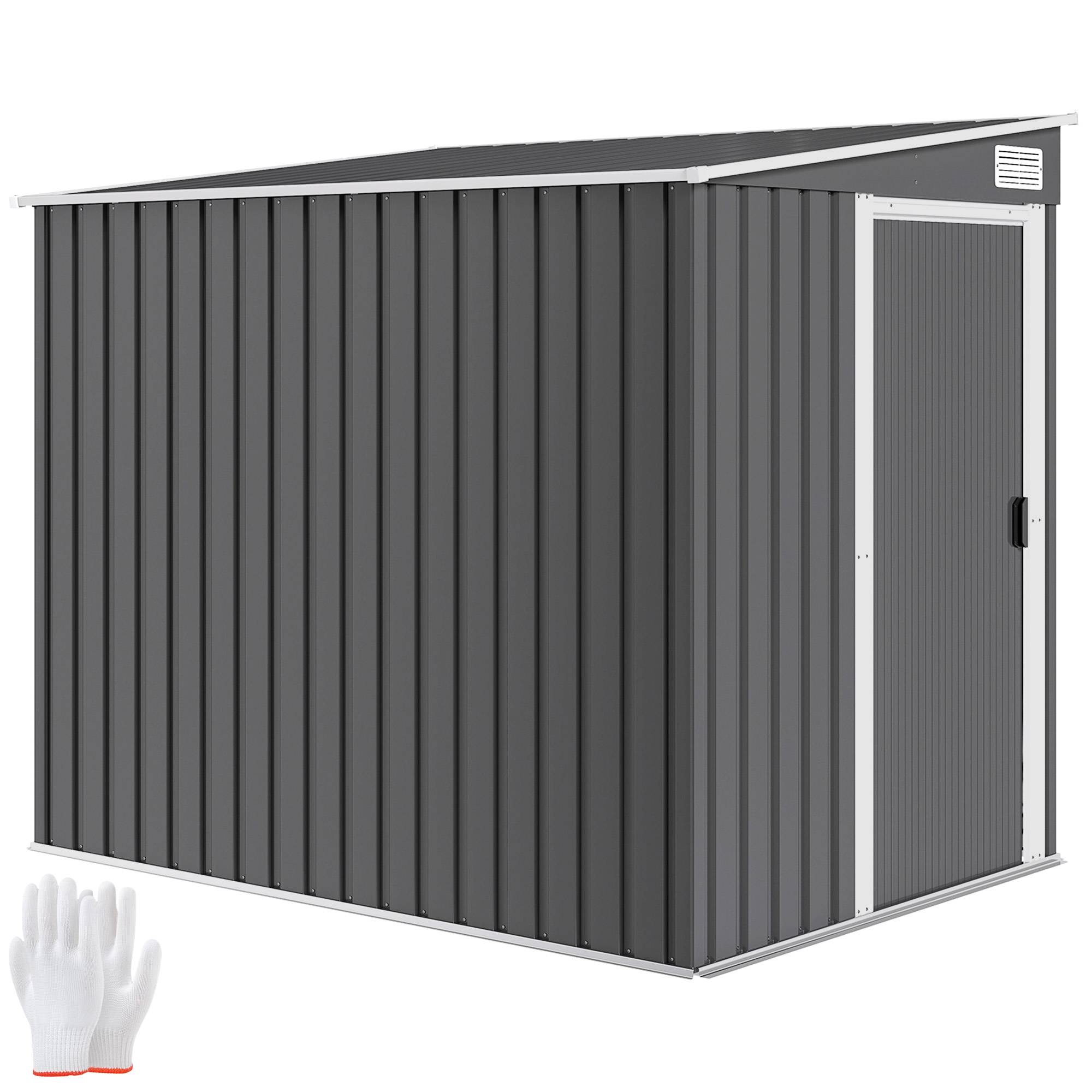 Abri de jardin adossé acier rangement extérieur porte coulissante 206x154x181cm - ComfortXL Outdoor Living - Image 1