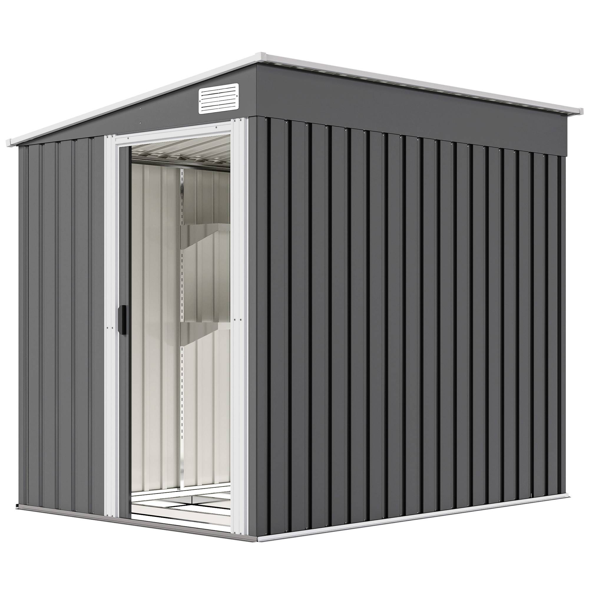 Abri de jardin adossé acier rangement extérieur porte coulissante 206x154x181cm - ComfortXL Outdoor Living - Image 2