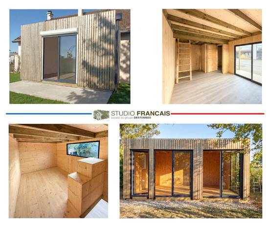 Sans Marque - Bureau de jardin télétravail en bois 4,4 x 3,5 x 2,7 m - Image 7