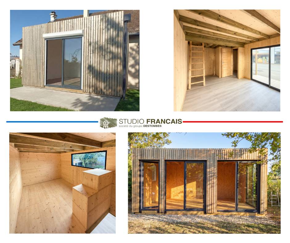 Sans Marque - Bureau de jardin télétravail en bois 4,4 x 3,5 x 2,7 m - Imagen 7