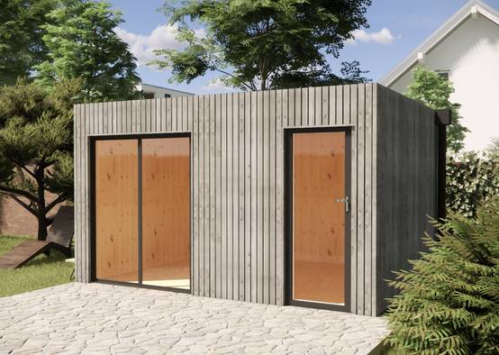 Sans Marque - Bureau de jardin télétravail en bois 4,4 x 3,5 x 2,7 m - Image 6