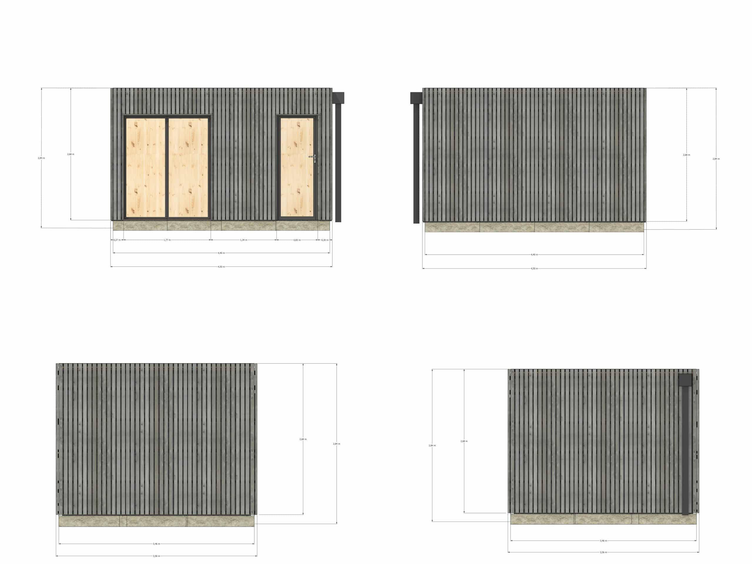 Sans Marque - Bureau de jardin télétravail en bois 4,4 x 3,5 x 2,7 m - Imagen 4
