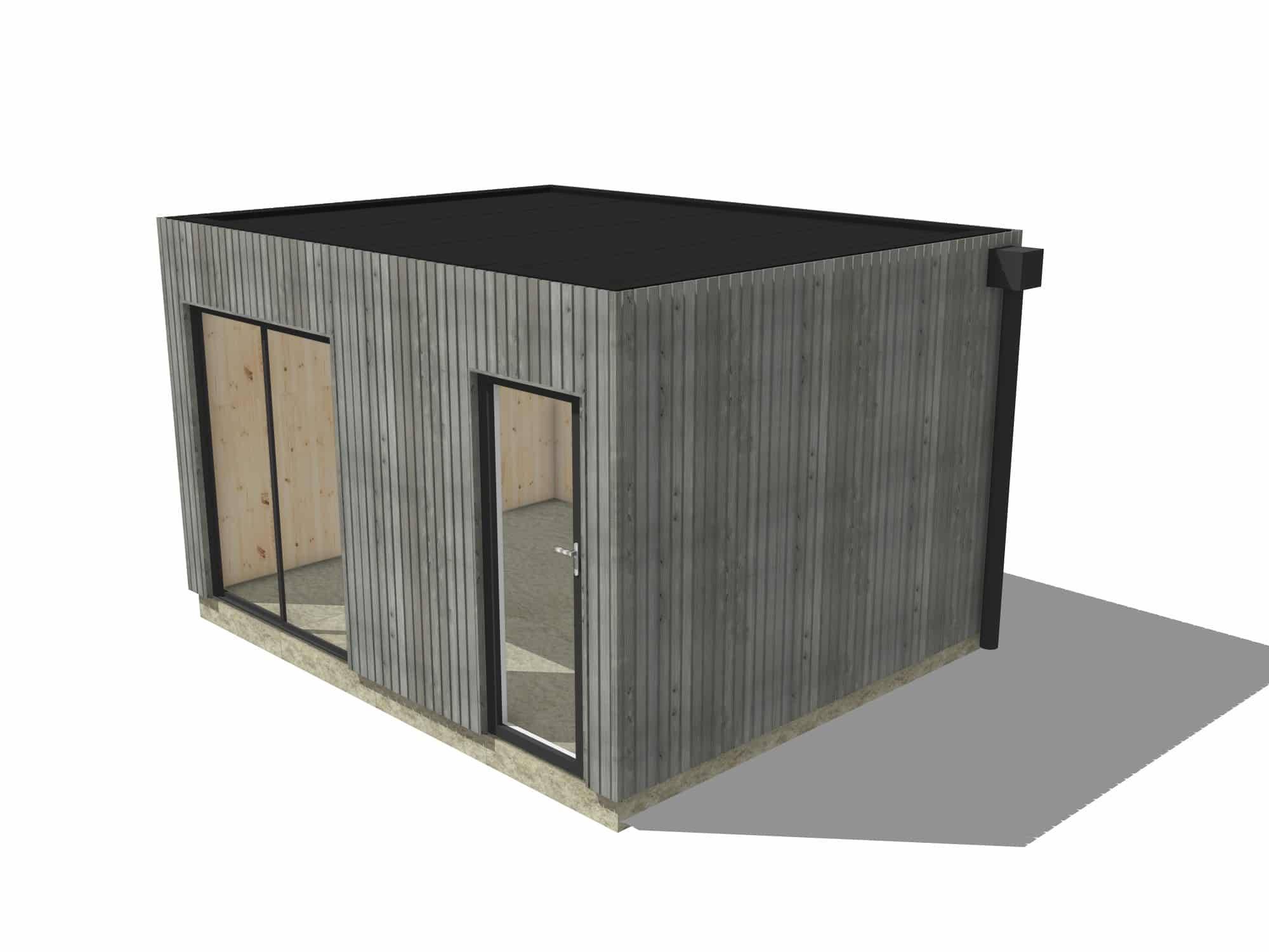 Sans Marque - Bureau de jardin télétravail en bois 4,4 x 3,5 x 2,7 m - Imagen 2