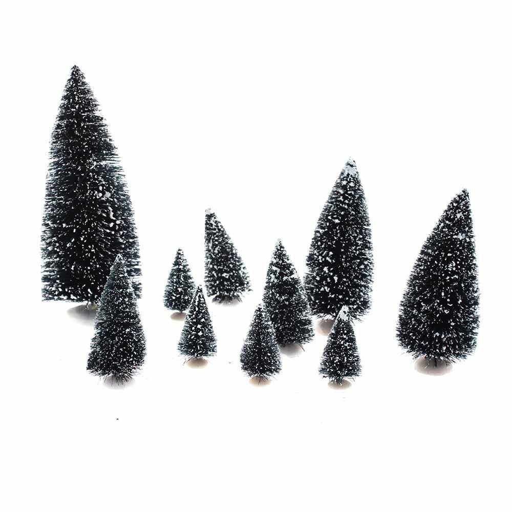 Sans Marque - Lot de 10 sapins verts enneigés pour village de noël