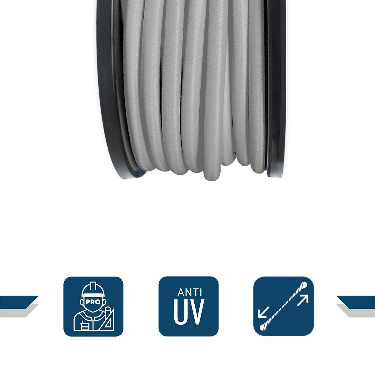 Sandow élastique Gris 25 mètres 9SW - Qualité PRO - Tendeur pour bâche de diamètre 9 mm TECPLAST - Imagen 3