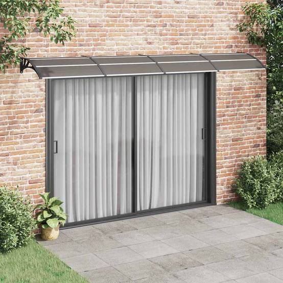 Store banne | Auvent de porte noir 400 x 100 cm en polycarbonate Maison Chic - Image 2