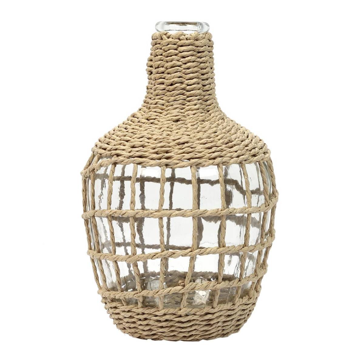 The Home Deco Factory - Vase Design "Dame Jeanne Tressée" 25cm Naturel - Image 1