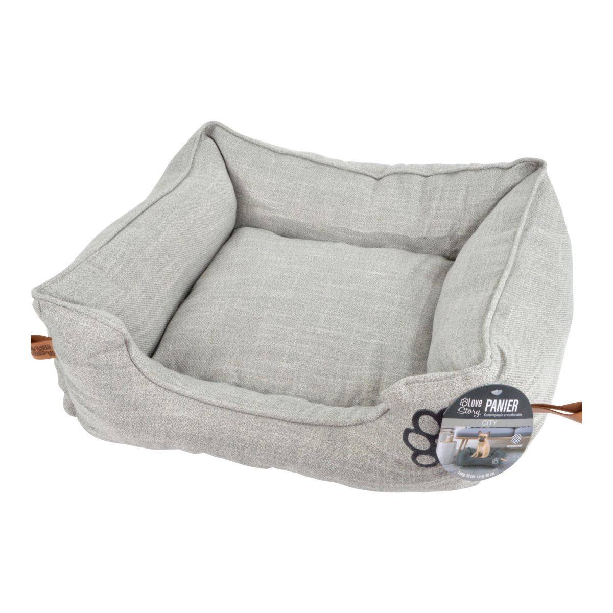 Love Story - Panier Rectangle Chien & Chat "City" 75cm Gris Clair - Image 7
