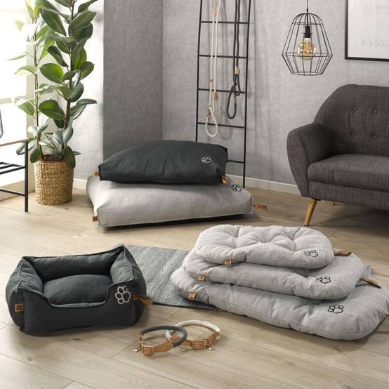 Love Story - Panier Rectangle Chien & Chat "City" 75cm Gris Clair - Image 6