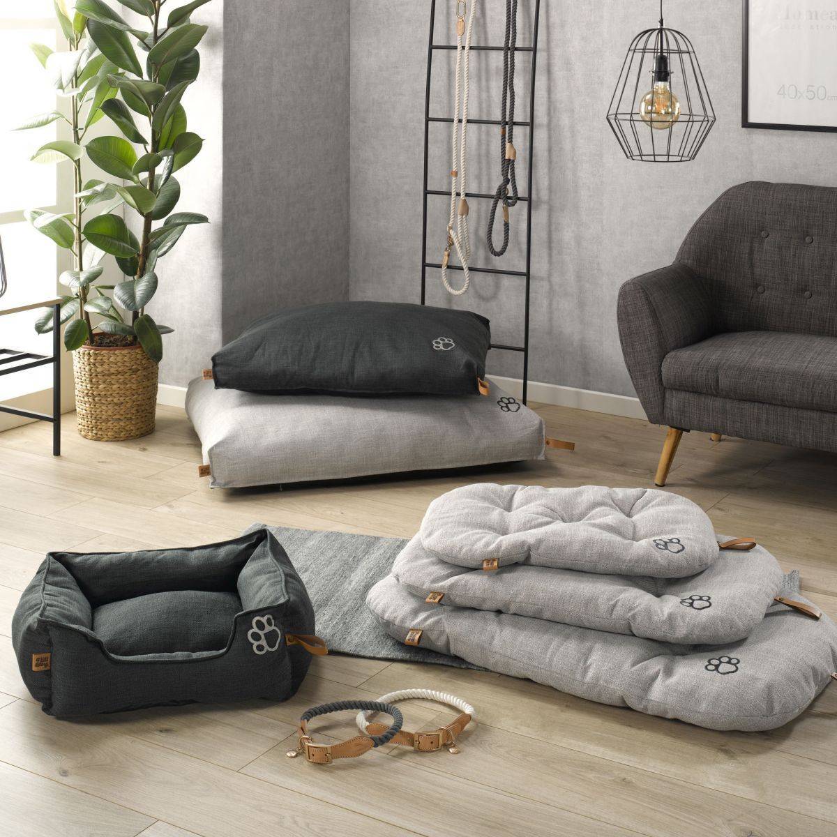 Love Story - Panier Rectangle Chien & Chat "City" 75cm Gris Clair - Image 6