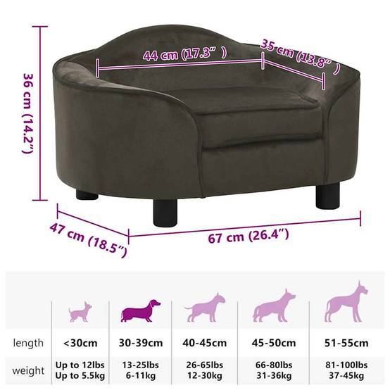 ComfortXL - Canapé Chien Peluche Douce Cadre Bois pour Repos et Sieste Gris Foncé 67x47 cm – ComfortXL Pet Living - Image 8