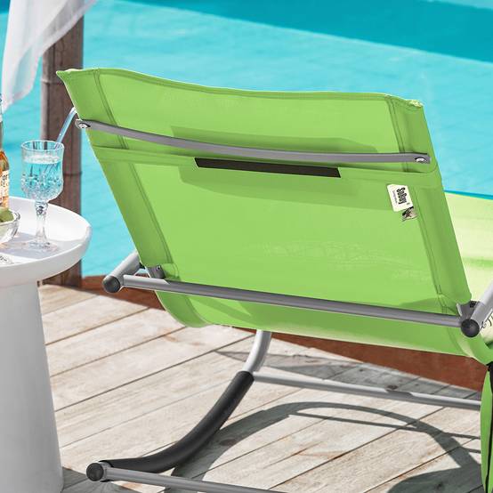 Lot de 2 Bain de Soleil Transat de Jardin avec Appui-tête et Pochette latérale et Repose-Pieds Vert L.150 x l.63 x H.87 cm SoBuy - Image 7