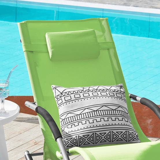 Lot de 2 Bain de Soleil Transat de Jardin avec Appui-tête et Pochette latérale et Repose-Pieds Vert L.150 x l.63 x H.87 cm SoBuy - Image 4