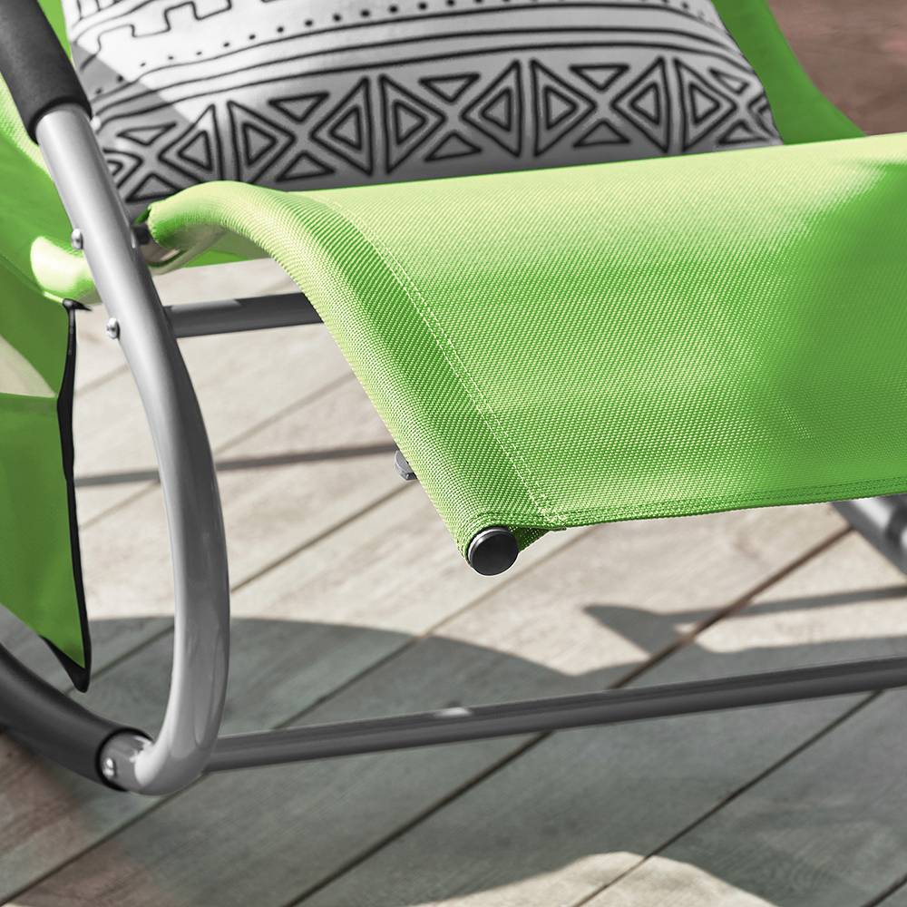 Lot de 2 Bain de Soleil Transat de Jardin avec Appui-tête et Pochette latérale et Repose-Pieds Vert L.150 x l.63 x H.87 cm SoBuy - Imagen 6