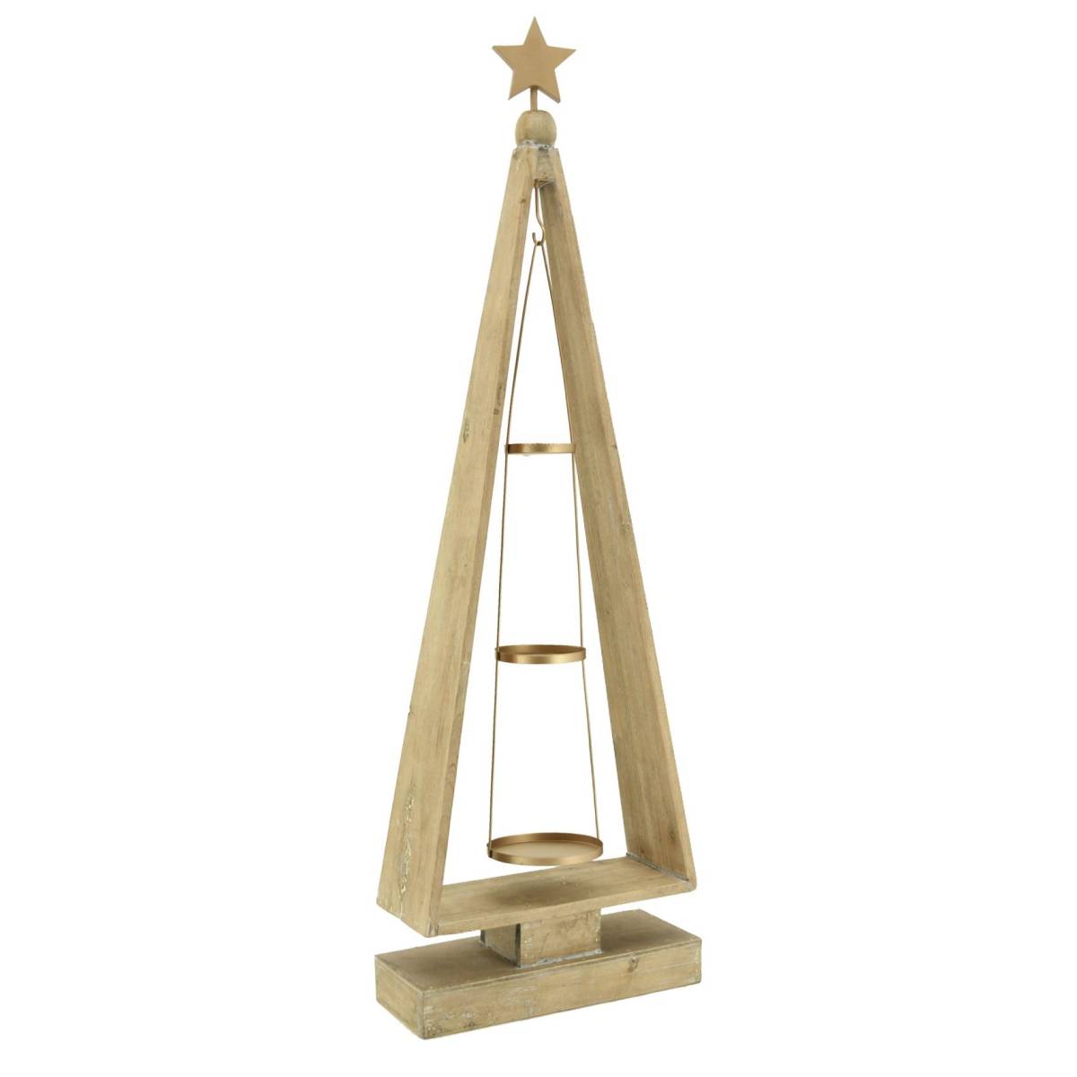 Aubry Gaspard - Porte bougies en bois vieilli et métal Sapin de Noël