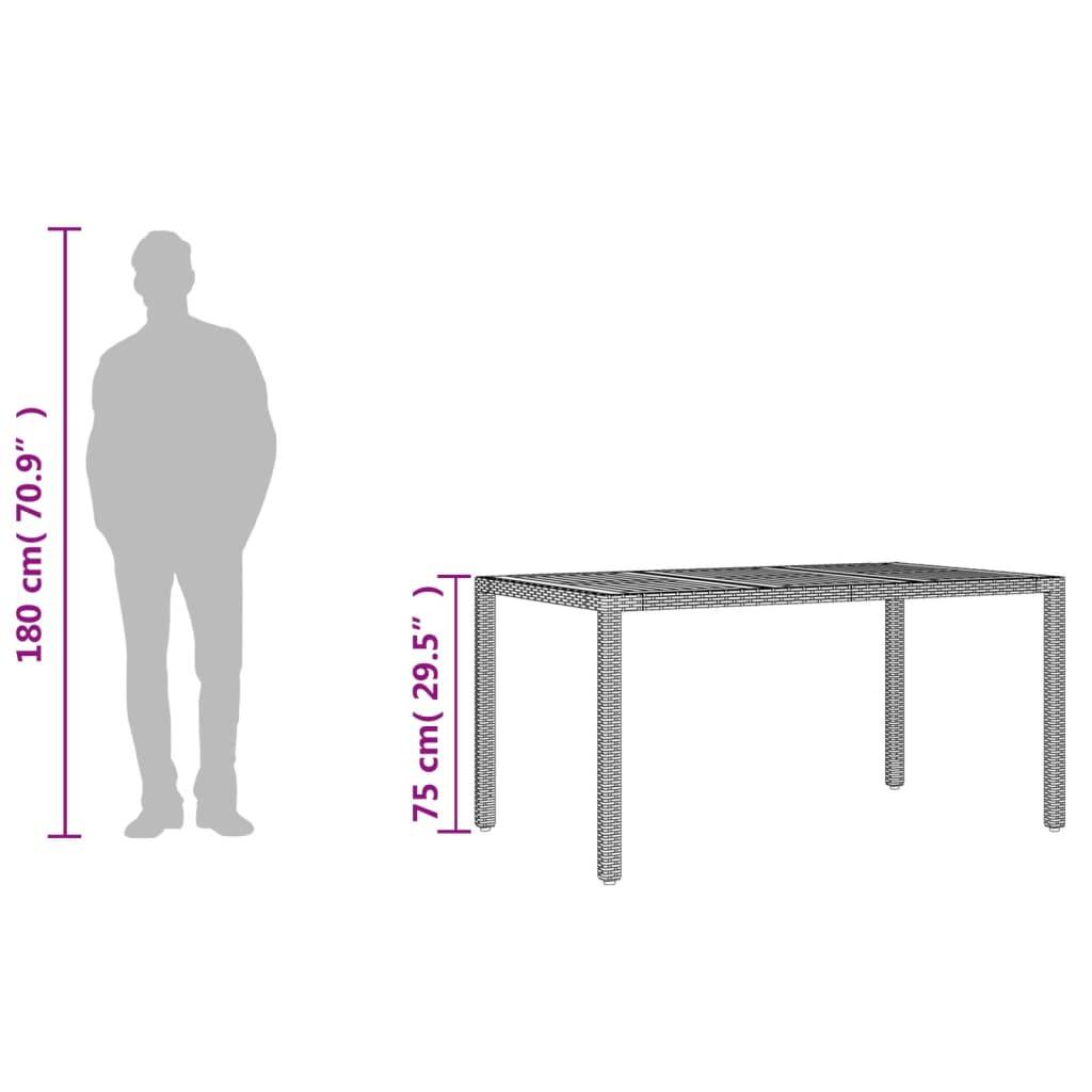 PANGIVO - Table de jardin résine tressée bois acacia noir 150 x 90 x 75 cm - PANGIVO - Image 10