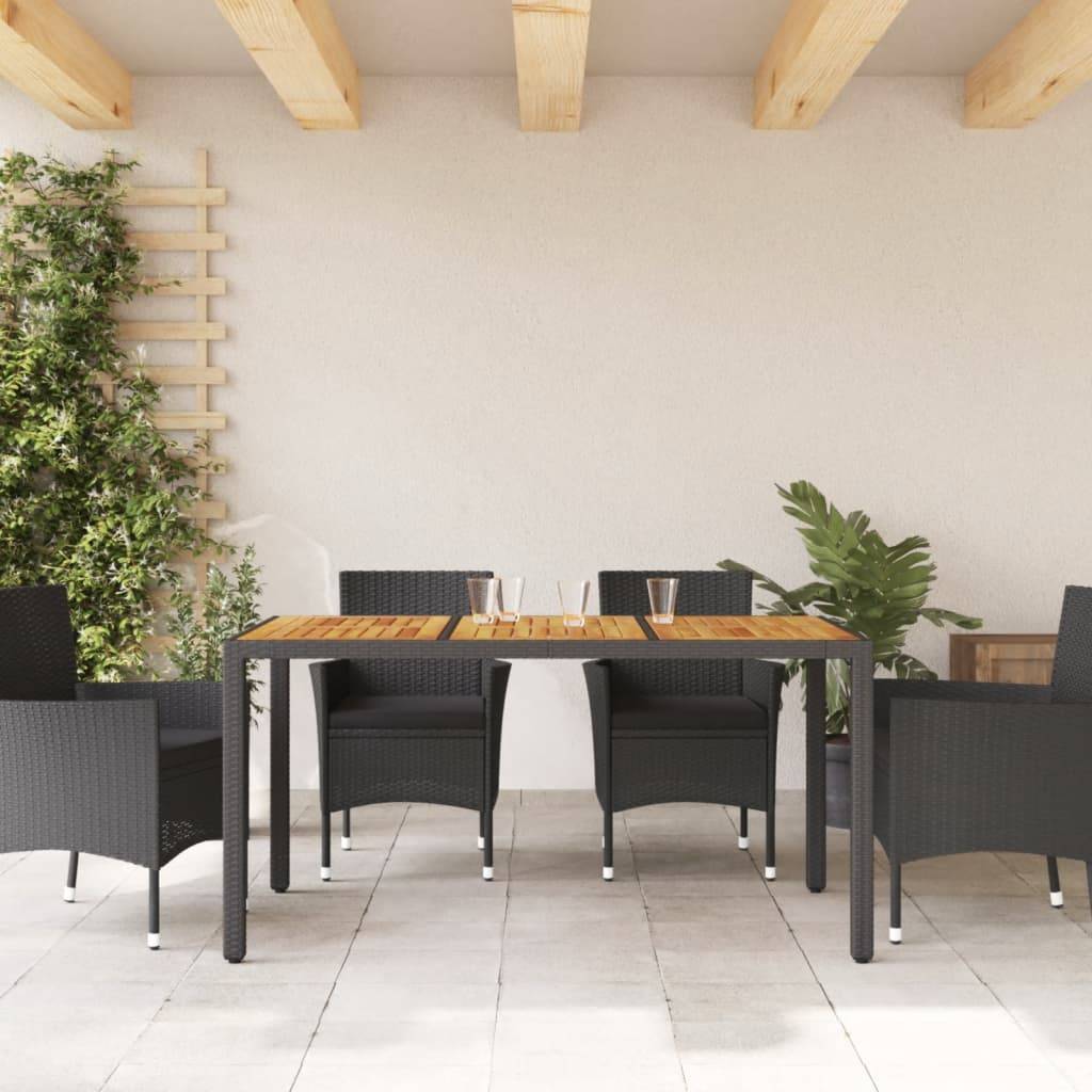 PANGIVO - Table de jardin résine tressée bois acacia noir 150 x 90 x 75 cm - PANGIVO - Image 3