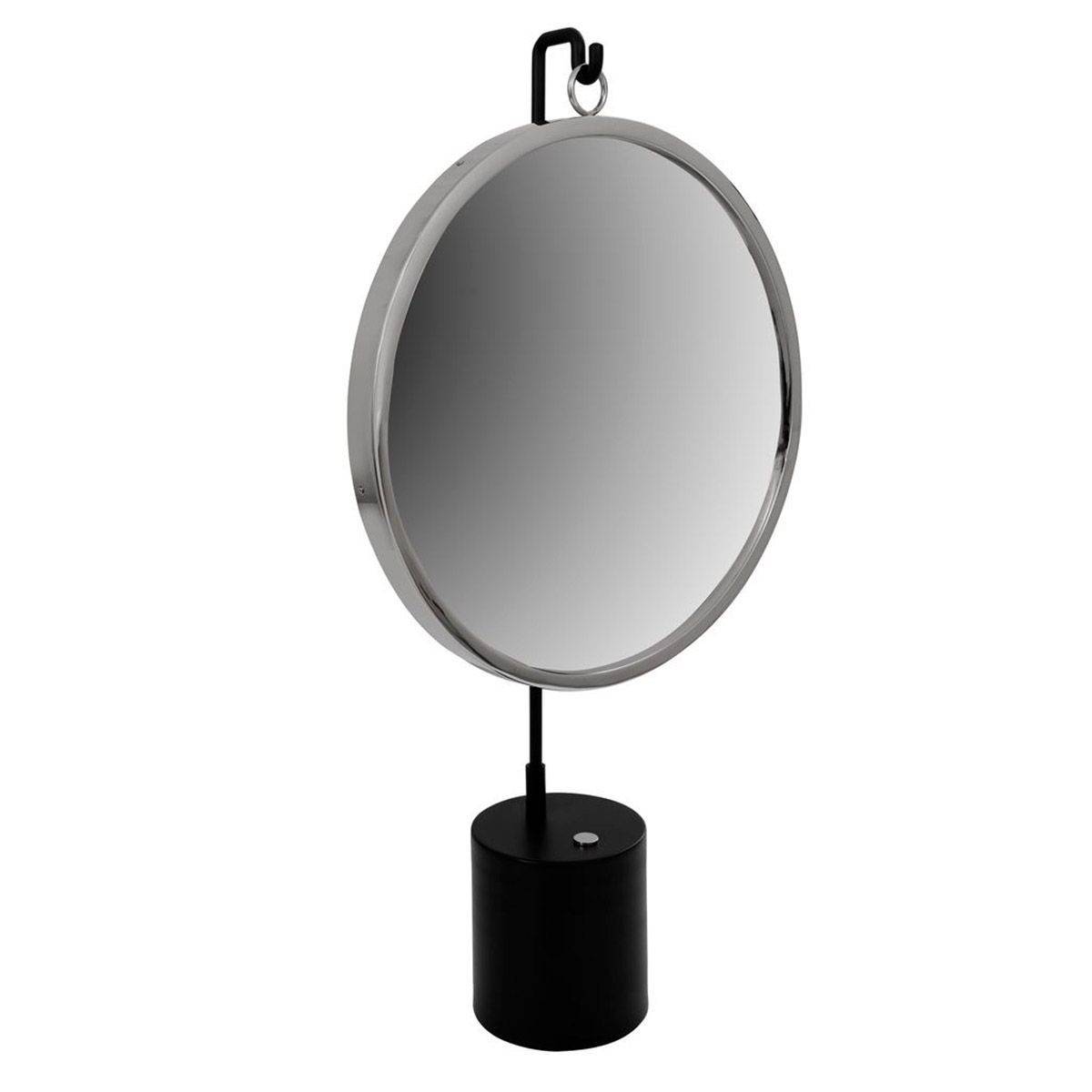 Paris Prix - Miroir à Poser Rond "Eleganca" 75cm Noir & Argent - Image 1