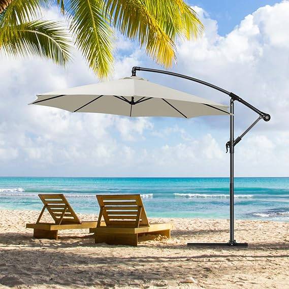 Parasol de jardin Auvent de rechange universel de terrasse, compatible avec un parasol de 3 m à 8 baleines, auvent uniquement, beige-Lytech - Image 3