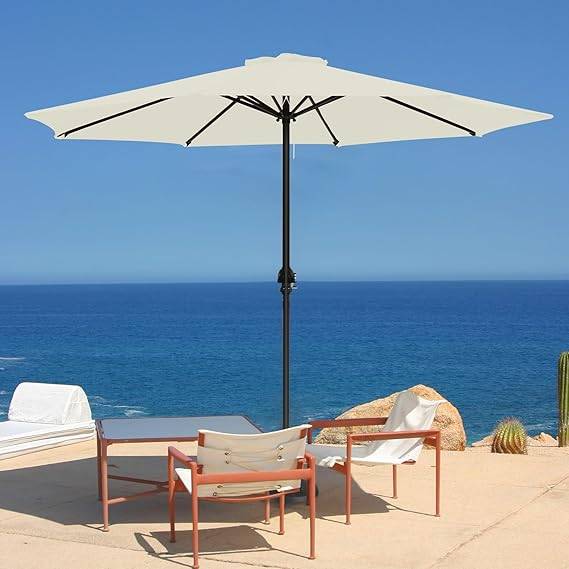 Parasol de jardin Auvent de rechange universel de terrasse, compatible avec un parasol de 3 m à 8 baleines, auvent uniquement, beige-Lytech - Image 2