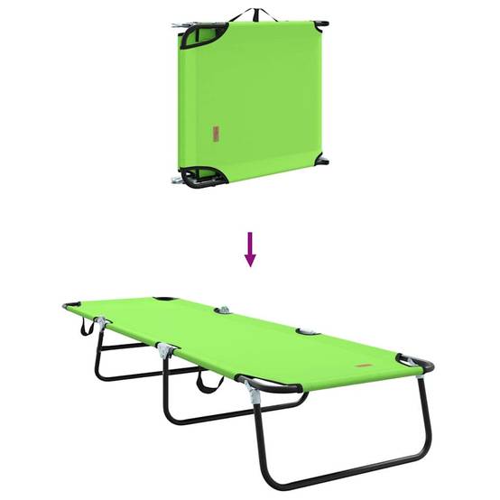 2 pcs Chaise longue | Transat | Bain de soleil pliante Vert 188 x 57 x 86,5 cm Polyester - Image 9