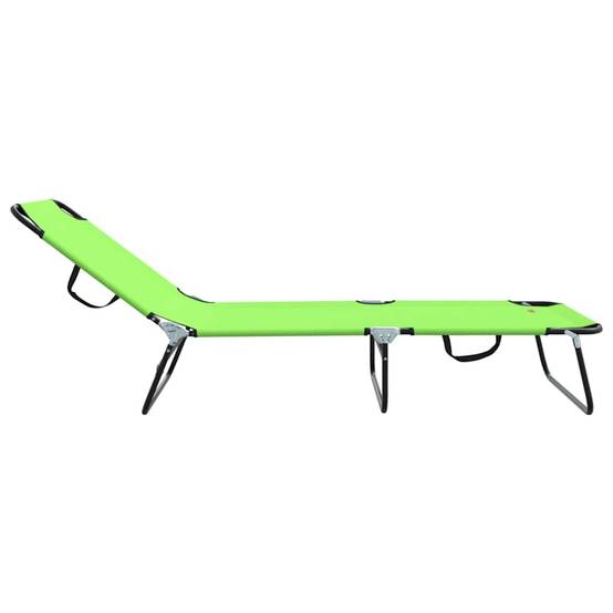 2 pcs Chaise longue | Transat | Bain de soleil pliante Vert 188 x 57 x 86,5 cm Polyester - Image 6
