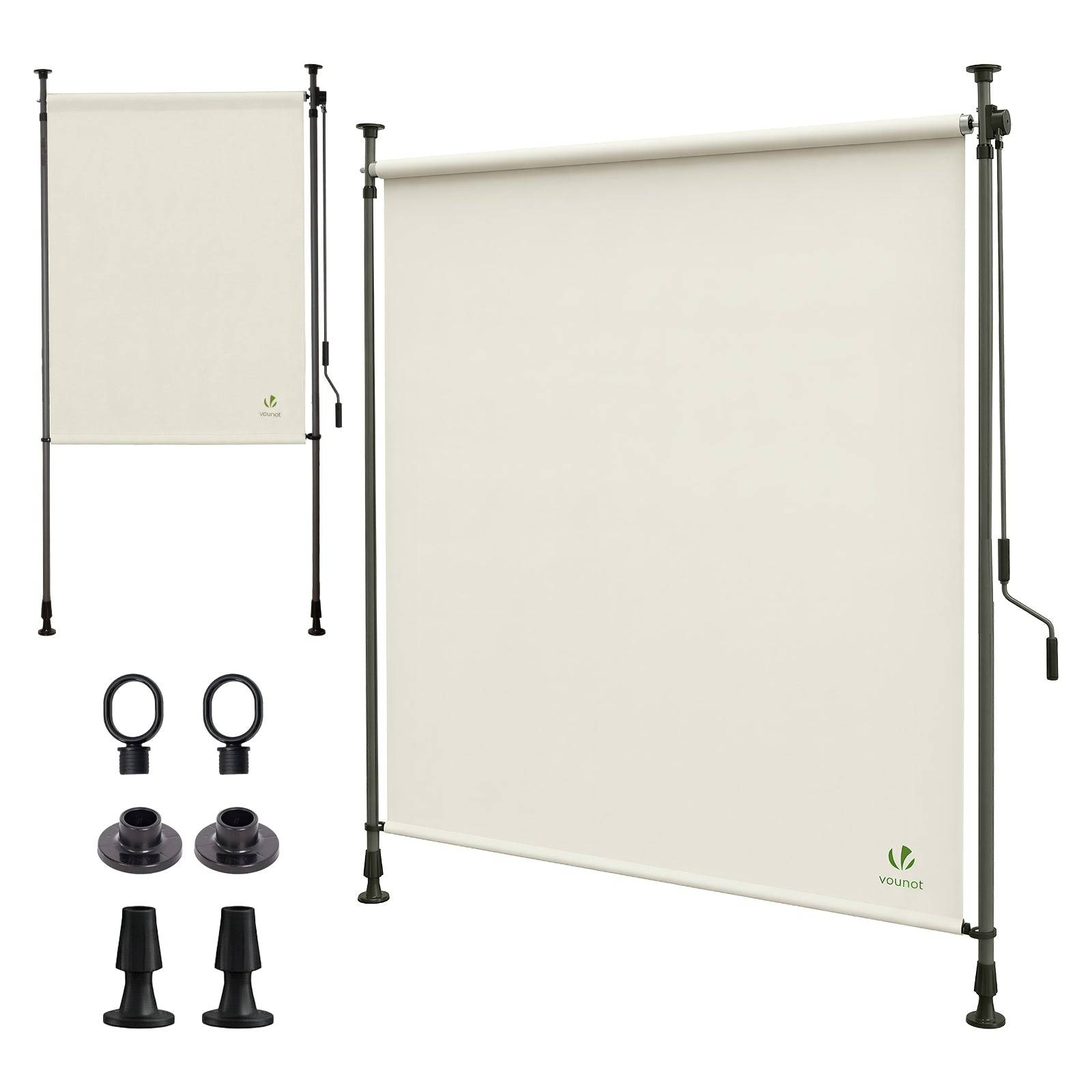 Store vertical sans percage extensible exterieur 100x310cm polyester beige - Image 1