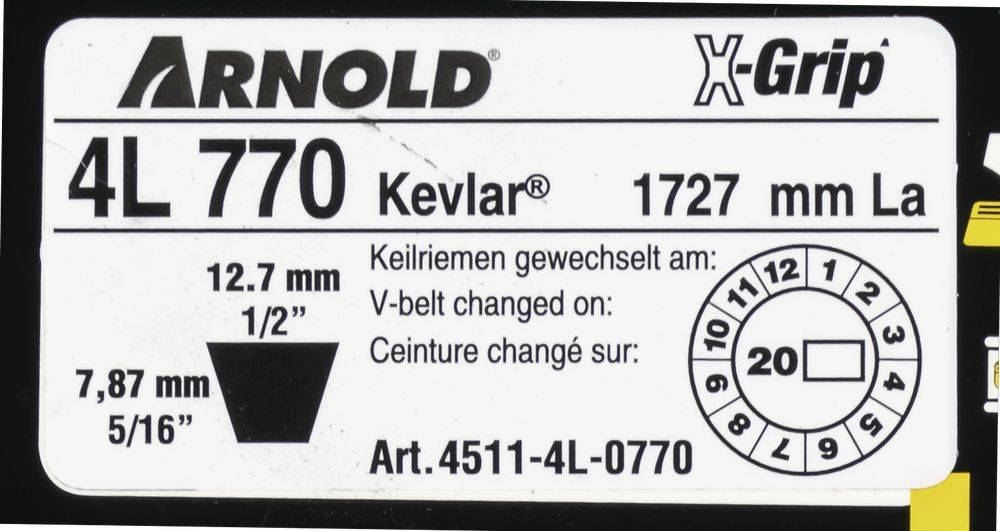 Arnold - Courroie trapézoïdale X-Grip V de type 4L770 Arnold - Imagen 2