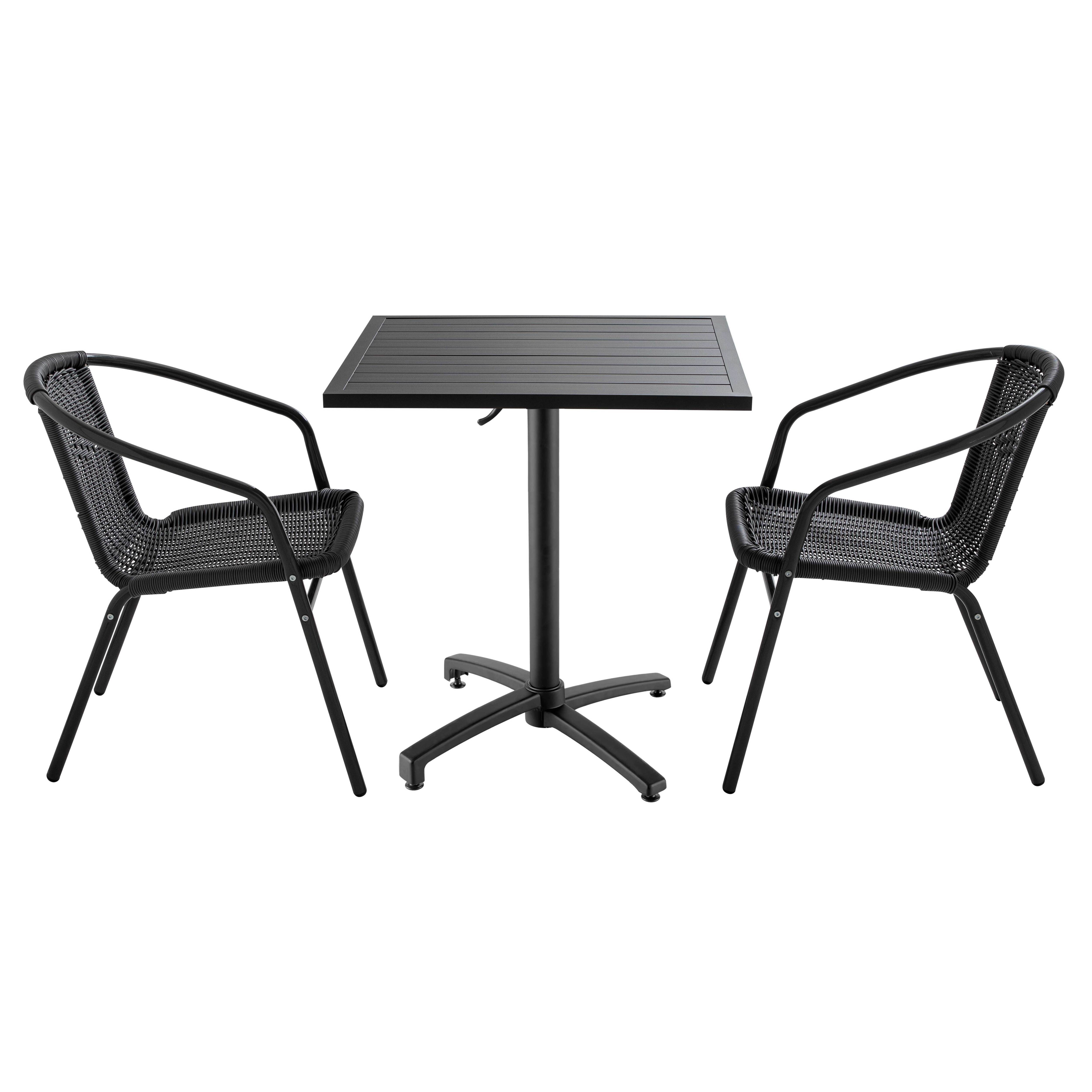 Oviala - Ensemble table de jardin bistrot 70cm et 2 chaises en aluminium gris Cardiff - Oviala - Imagen 1