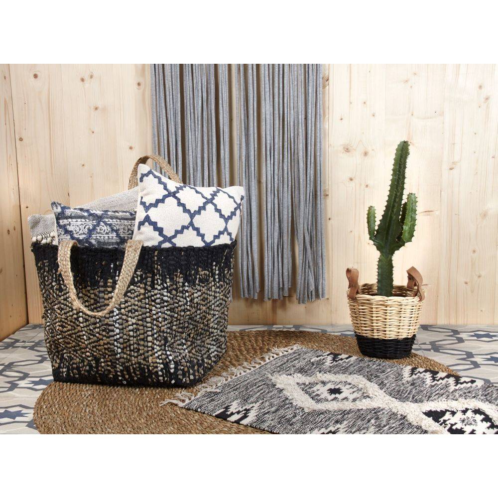 Aubry Gaspard - Sac de rangement en jute et cuir Aubry Gaspard - Imagen 2