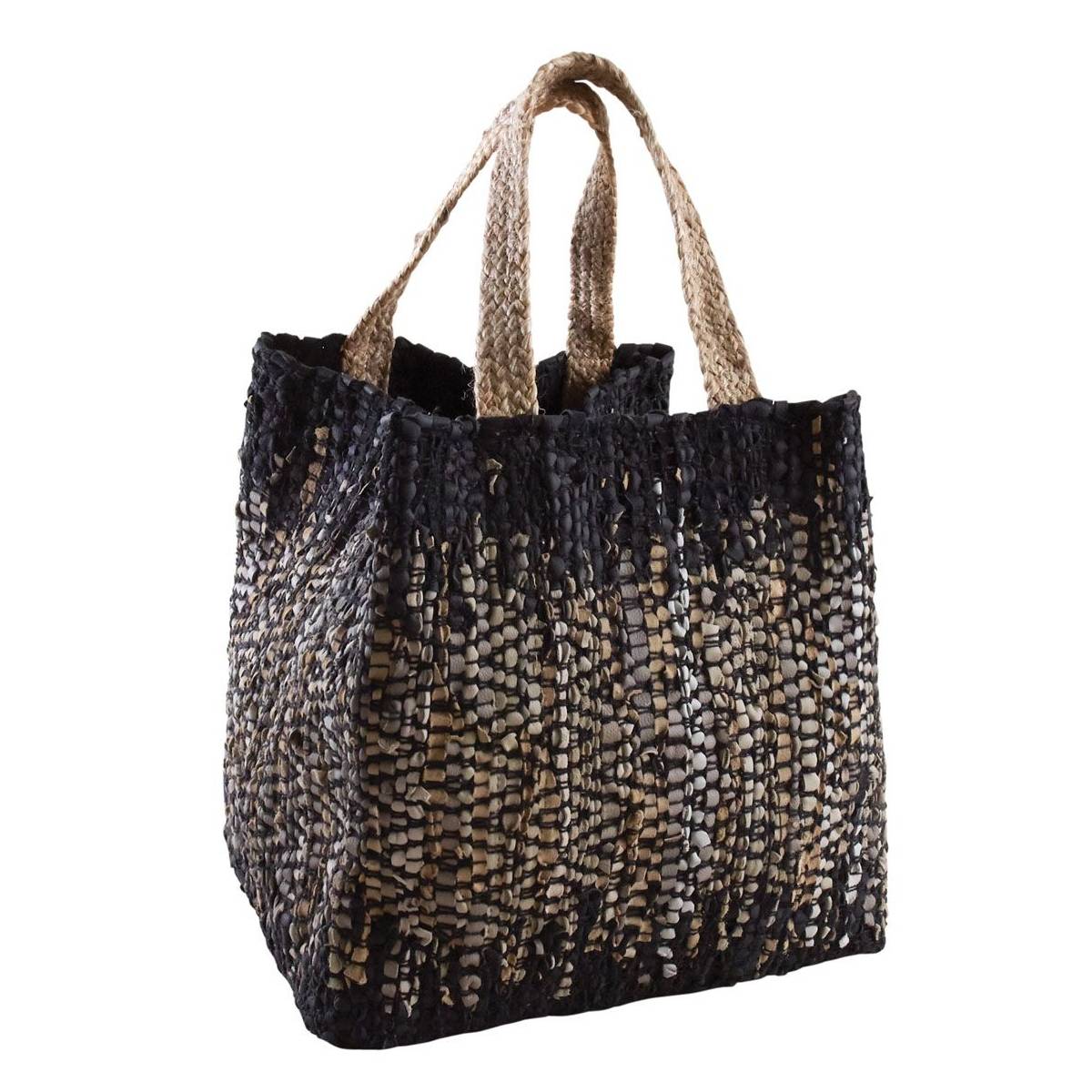 Aubry Gaspard - Sac de rangement en jute et cuir Aubry Gaspard - Imagen 1