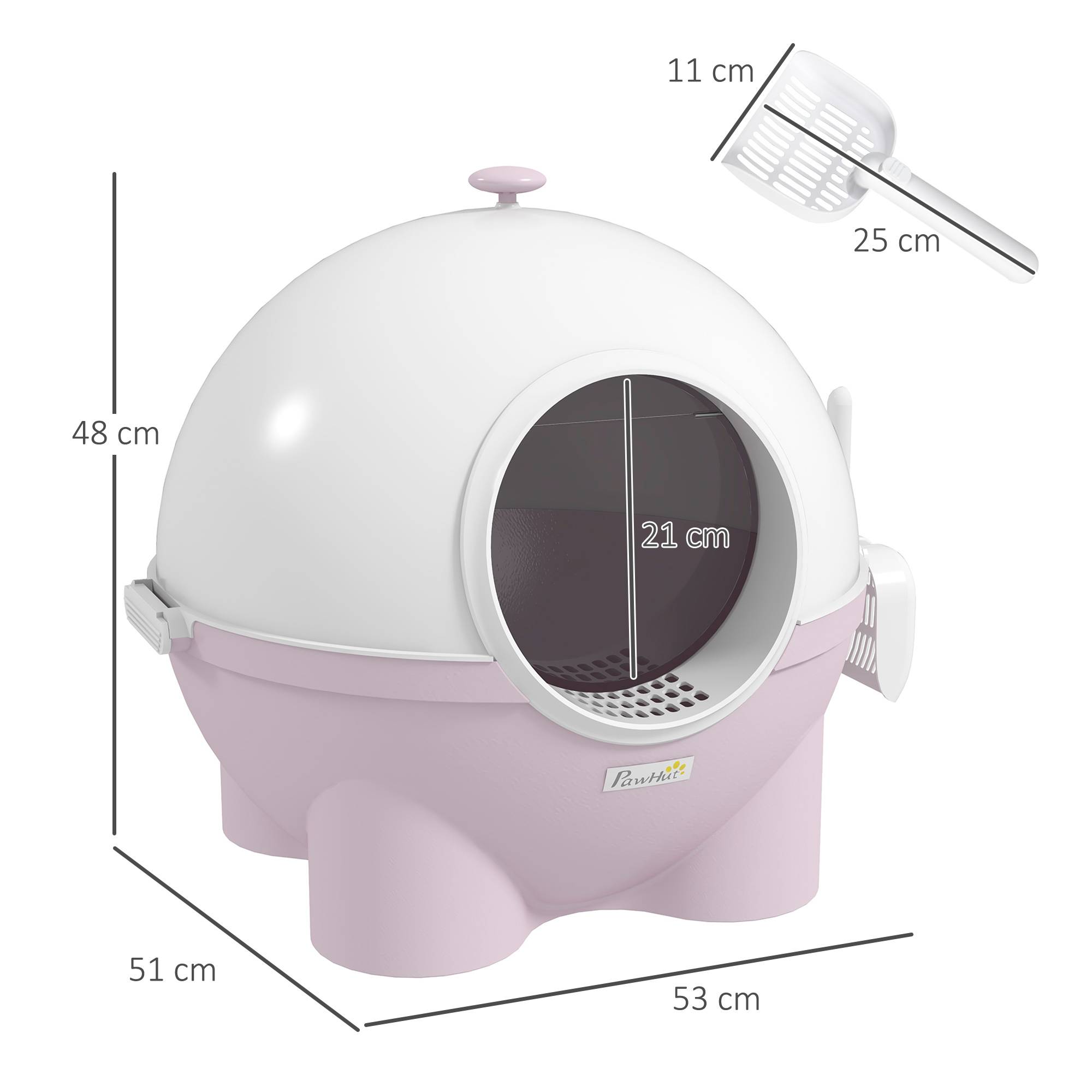 Maison de toilette chat plastique fermée pliable porte battante 53x51x48cm rose blanc - ComfortXL Outdoor Living - Image 5
