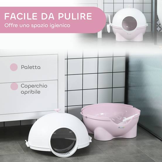 Maison de toilette chat plastique fermée pliable porte battante 53x51x48cm rose blanc - ComfortXL Outdoor Living - Image 7